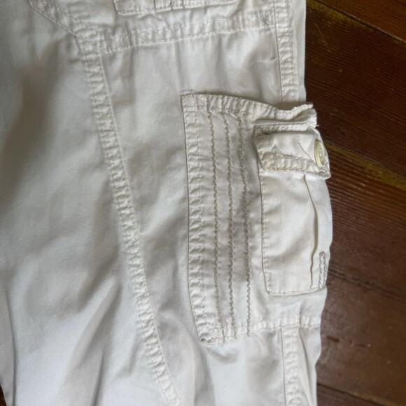 Vintage 00s UNION BAY White Low Rise Cotton Cargo Capris Pants Y2K Indie Glam 7 - Picture 3 of 5